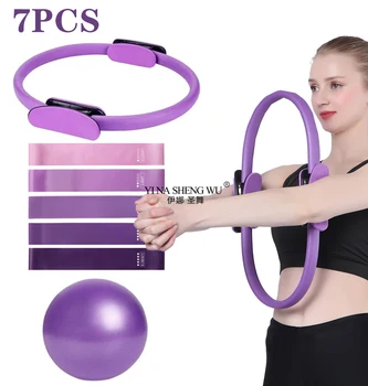 7Pcs Pilates Equipment For Home Workouts Pilates Ring And Ball Set Resistance Bands & More Perfect For Home Pilates Equipment