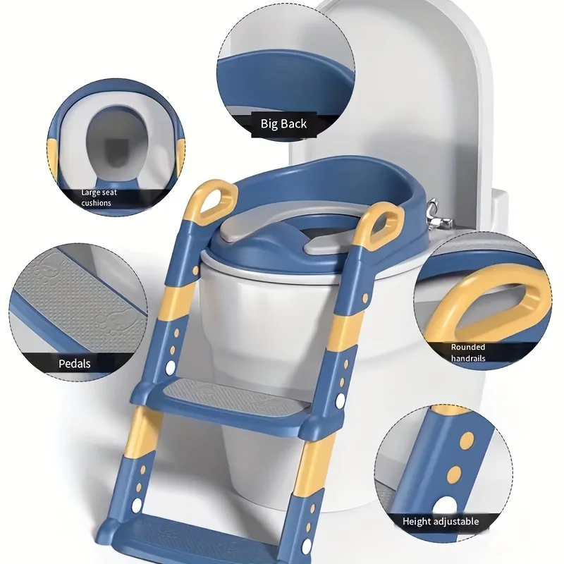 1pc Children's Step Toilet, Foldable Toilet For Kids, , Folding Potty Training Seat With Step Stool,