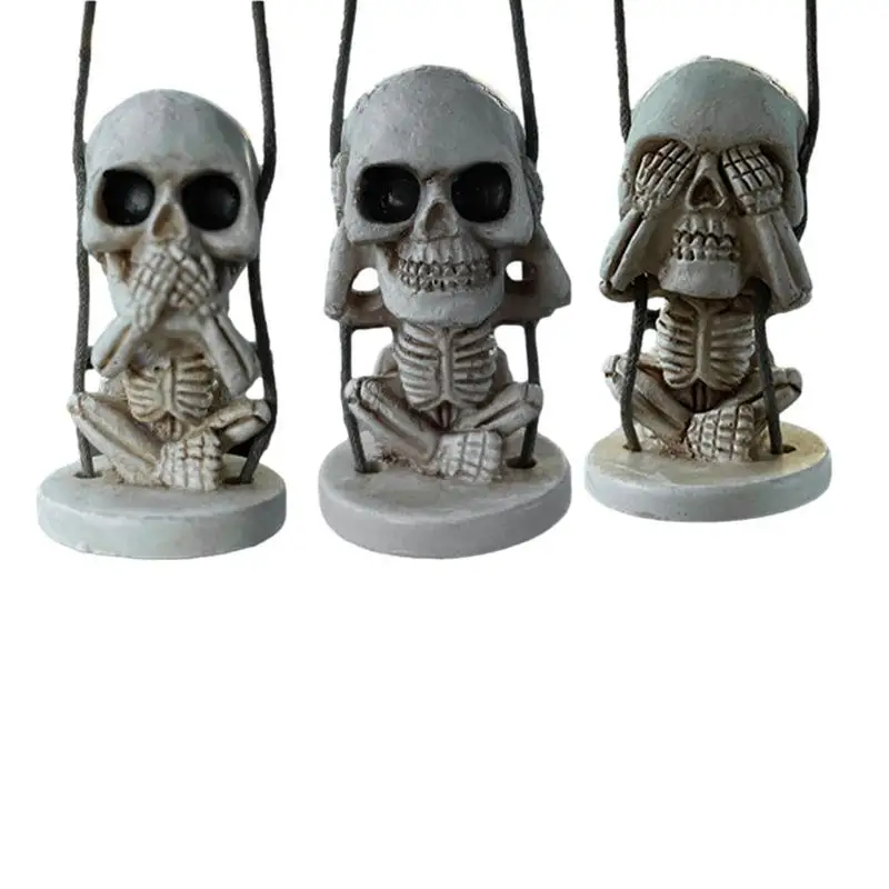 

Swinging Skull Car Hanging Ornament Resin Skull Car Accessories Car Pendant Interior Rear View Mirrors Halloween Auto Hangings