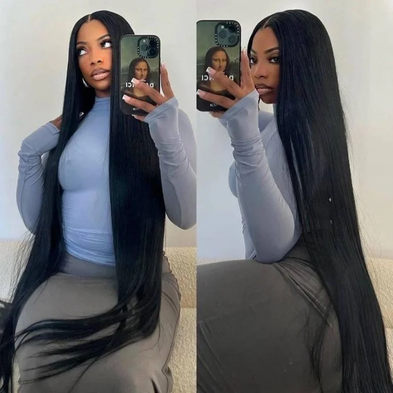 Straight Human Hair Wigs 13X6 Hd Lace Frontal Wig Glueless 5X5 Hd Lace Closure Wig  Brazilian 40 Inch For Women