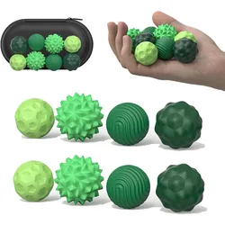 Magnetic Stress Relief Balls - Silicone Sensory Toy with 4 Unique Textures (8PCS Green)