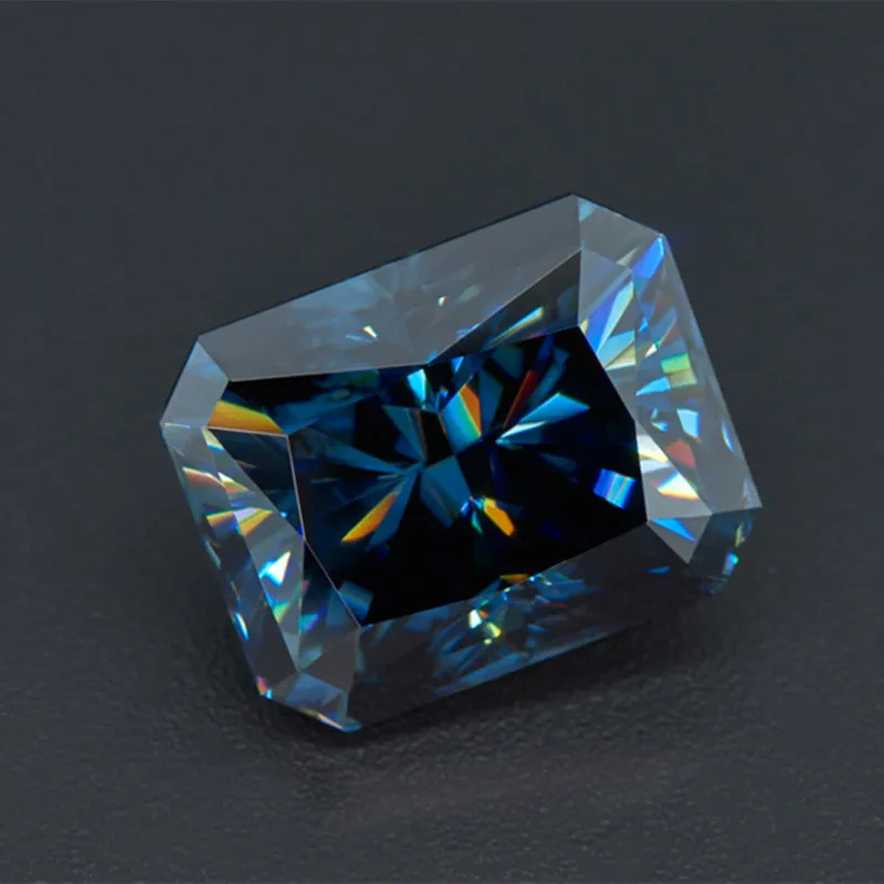 D-Blue Color Loose 1~5CT Radiant Cut  synthetic Moissanite Stone with GRA Certificate  for Women Jewelry Ring Earrings Making