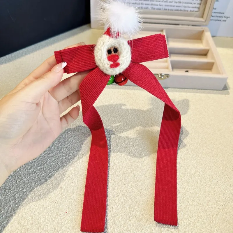 Korean Christmas Decorations Hairpins Red Bowknot New Year Gifts Streamer Hairbows Headwear Spring Clip Girl Hair Accessoires new year holidays blow up 20ft giant inflatable snowman frozen olaf for backyard festival christmas decorations