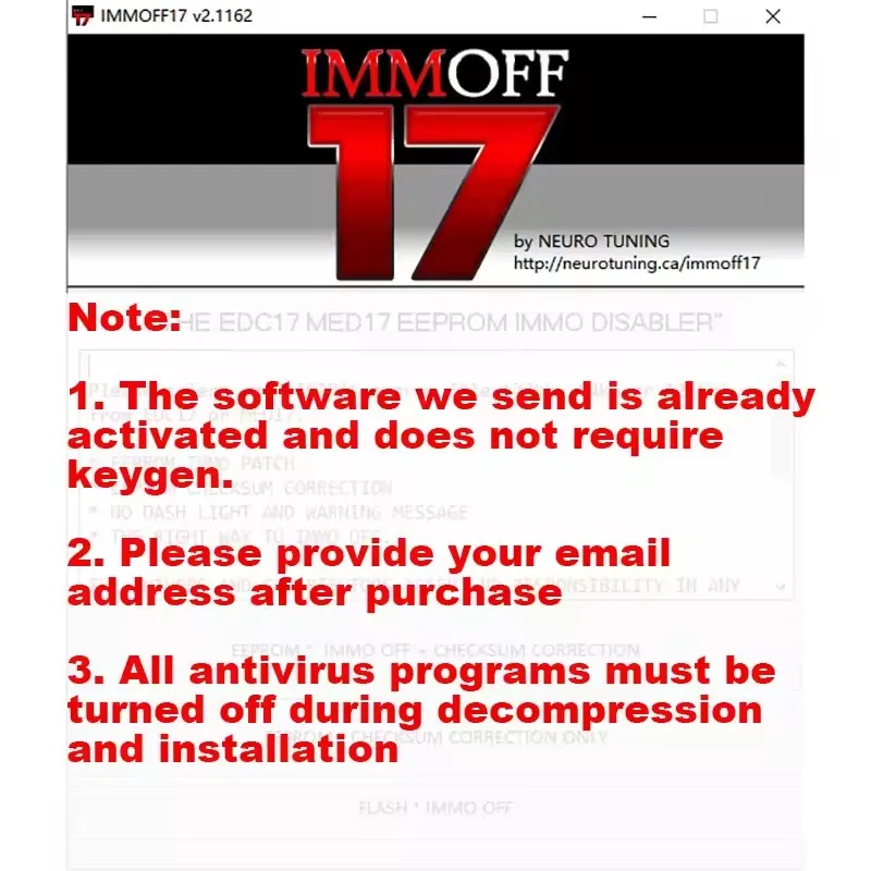logiciel de programmation ecu immoff17 chaud avec keygen pour les installations illimitées edc17 immoff 17 avec guide vidéo d'installation par neurotuning