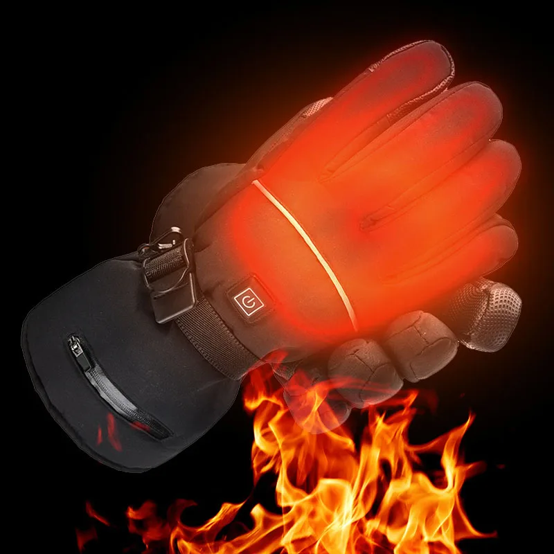 Winter Velour Heating Hand Warmer Heater Outdoor Sports Hunting Hiking Skiing Ski Heated Gloves Rechargeable Lithium Battery