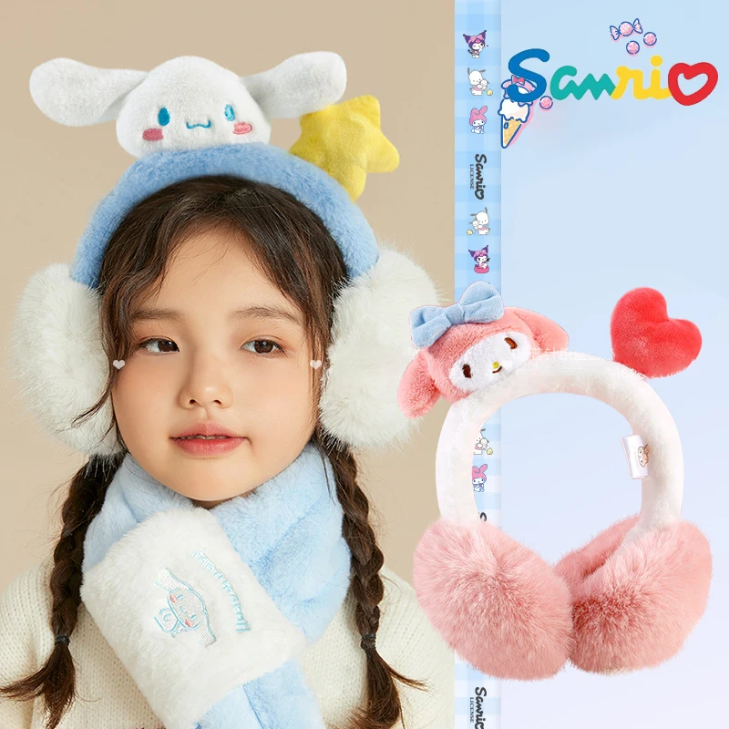 

Sanrios Kuromi Cinnamoroll Pachacco Cartoon Girl Earmuffs Kawaii Outdoor Plush Soft Winter Keep Warm Antifreeze Cold Protection