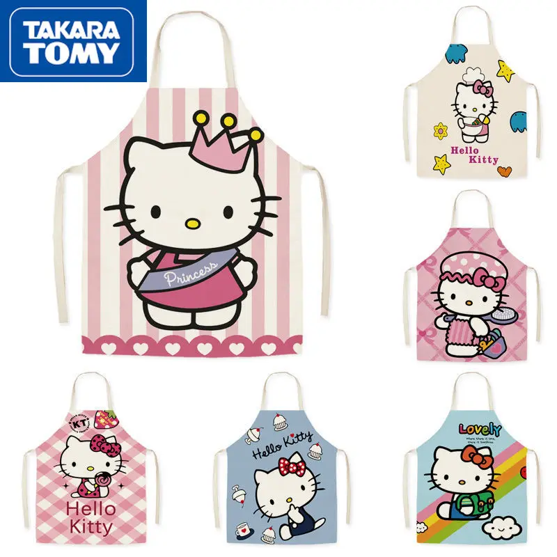 

Симпатичный мультяшный фартук TAKARA TOMY Hello Kitty для взрослых без рукавов из искусственной ткани для домашней выпечки косметолога для работы