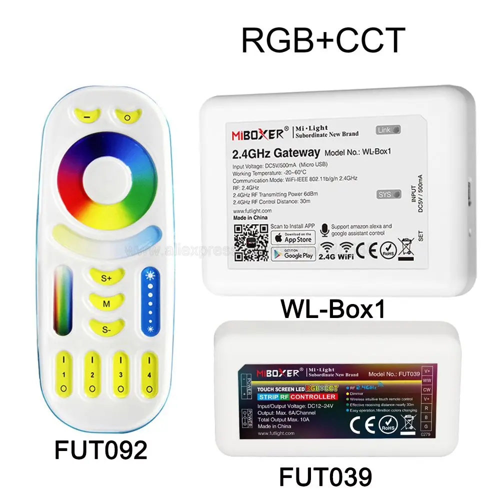 Touch Remote 2.4GHz WLAN WiFi Wireles 2.4G Mi-Light 4 Zonen LED RGB Controller 