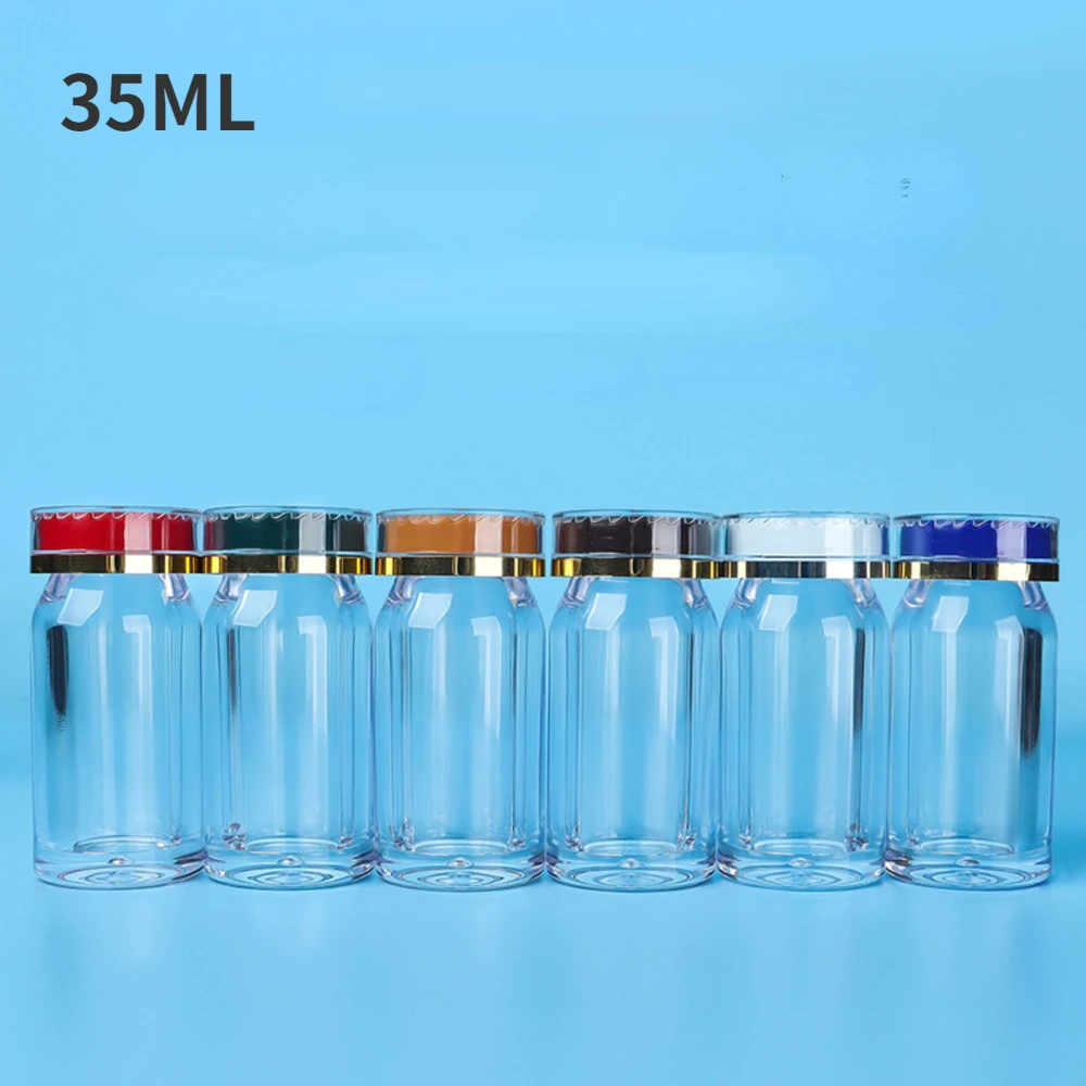 투명 아크릴 병 안전 캡 45ml, 건강 의학 분말 태블릿 여행 플라스틱 병, 공장 정리 미니 10 개