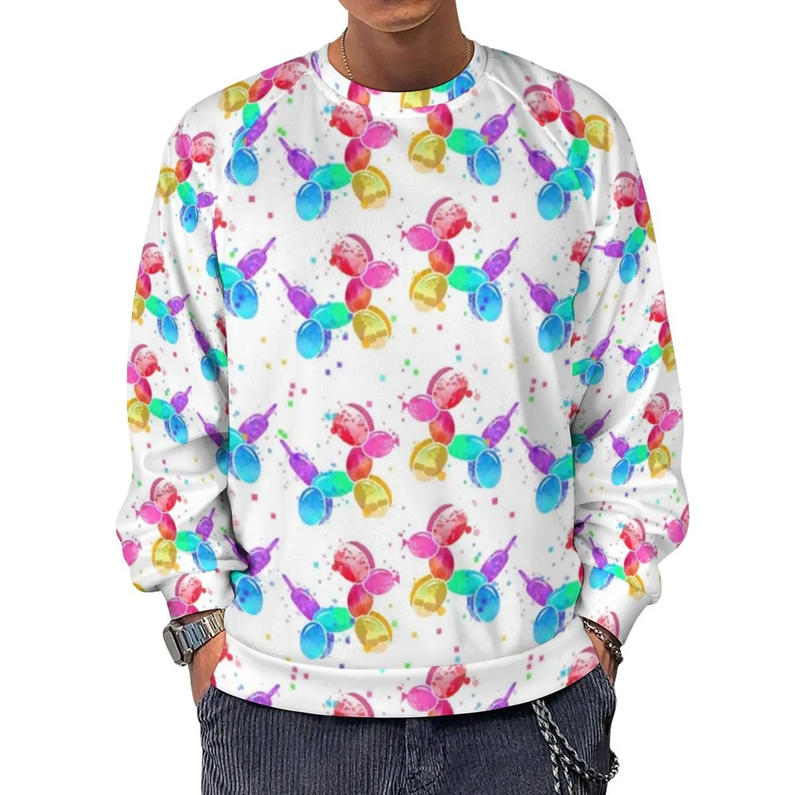 

Balloon Dogs Loose Sweatshirts Couple Rainbow Animal Print Korean Fashion Hoodies Winter Y2k Funny Design Hoodie Plus Size 6XL