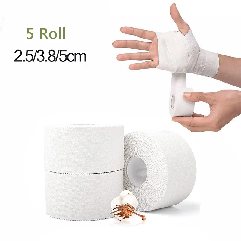 Elastic Sports Tape 2.5/3.8/5cm Sports Waterproof Cotton Boxing Tape Strain Support Strap 5 Rolls
