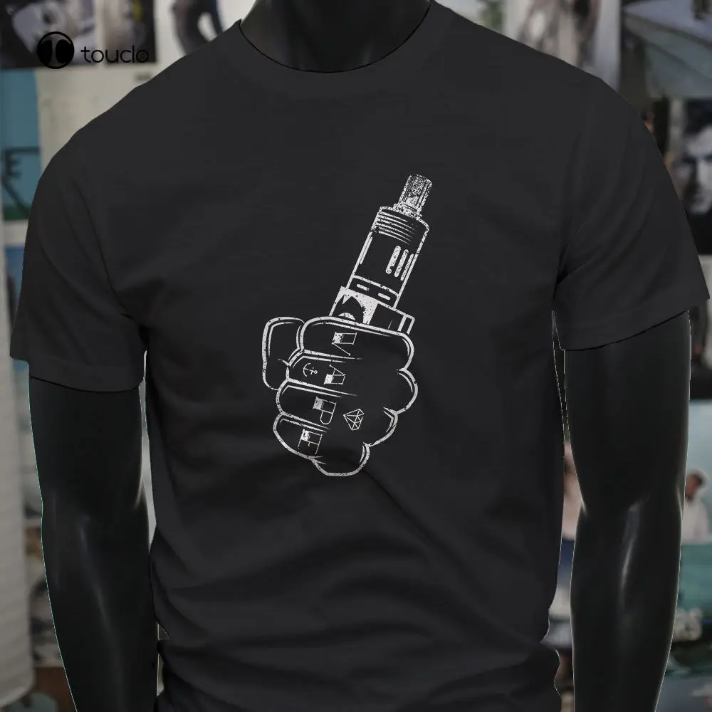Girocollo Uomo Vendita Calda 100% Cotone Manica Corta Vape Pugno E-Cig Vaping Vaporizzatore Succo Fumo Mens T-Shirt Nera Stampa