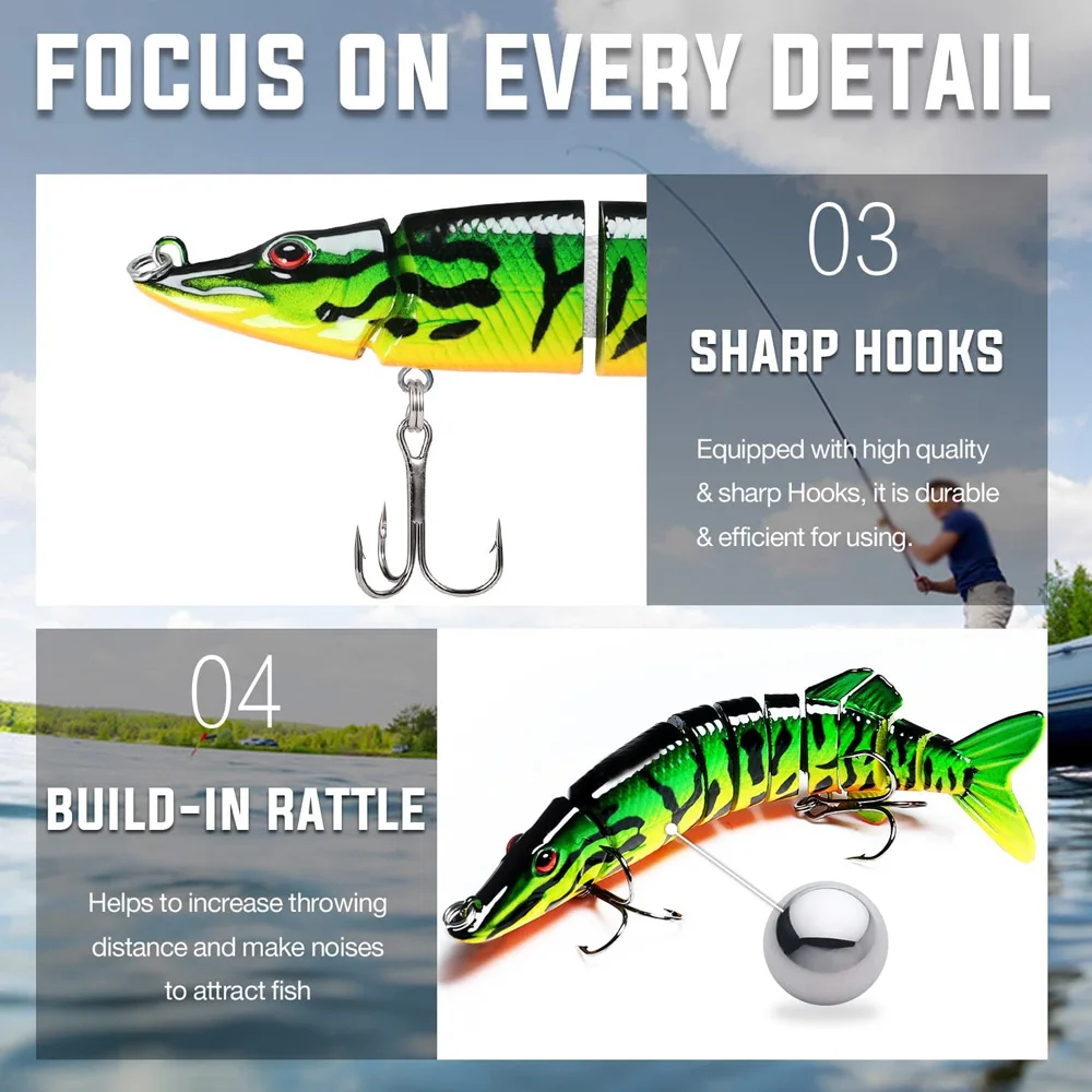 ANFS Fishing Lures for Bass Trout Multi Jointed Swimbaits Slow Sinking  Bionic Swimming Lures Bass Freshwater Saltwater Bass