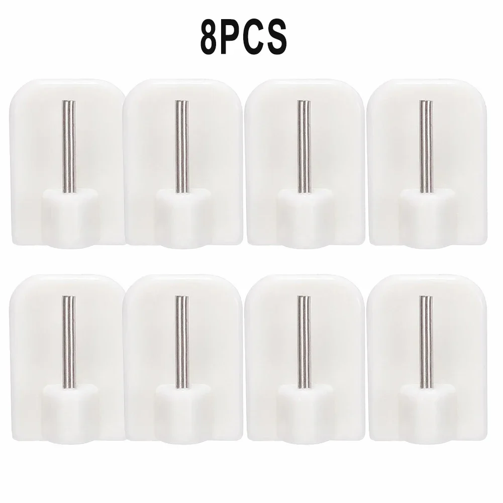 Curtain Hooks Self-adhesives Hooks Curtain Rod Hook Bracket White Wall Mounted Universal Home Bathroom Brackets Rack 4/8/12Pcs curtain clips,curtain accessories,curtain hooks,curtain rod hooks