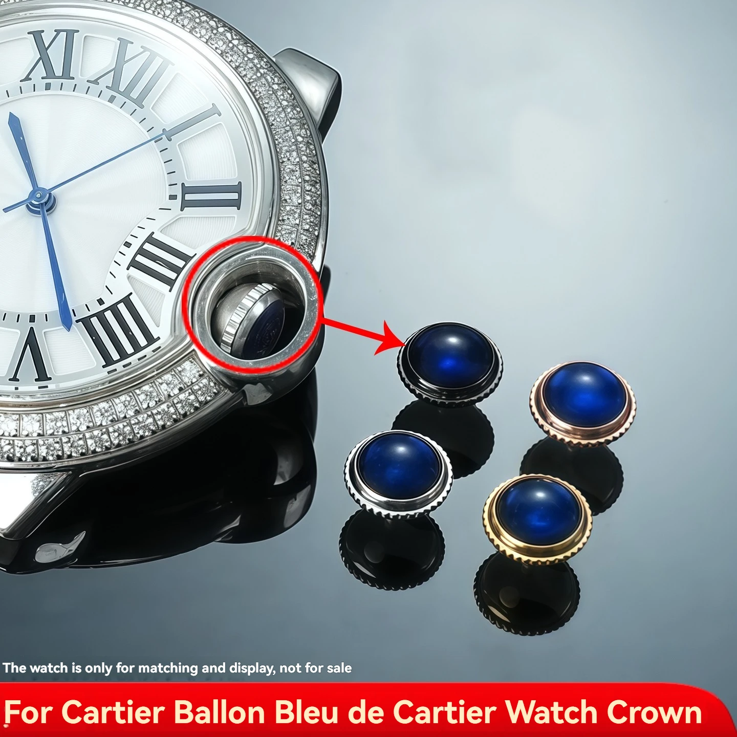 Stainless Steel Replacement Watch Crown for Ballon Bleu de Cartier