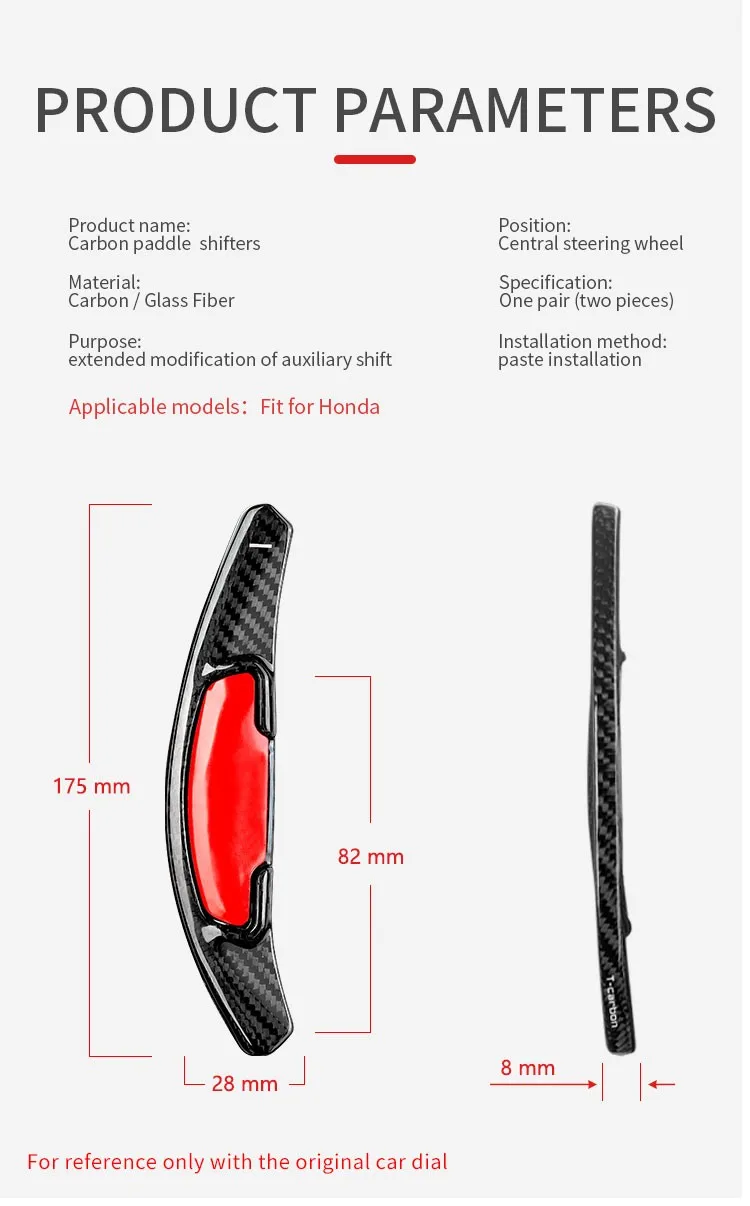 T-carbon Steering Wheel Paddle Shifter Fit For Honda New Fit Odyssey Auto Accessories Shift Paddle