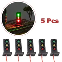 5Pcs HO Scale 2 Aspects Railroad LED Dwarf Signals 3 Lights Block Signal Lamp 3V/12V Model Train Signals Garden Decoration 27mm 1