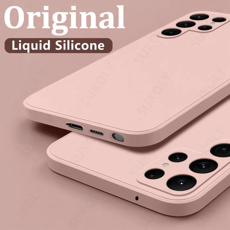 thumbnail image 1 of Liquid Silicone Case For Samsung Galaxy S22 S24 Ultra S23 S20 FE A52 A51 A53 A54 5G Coque Shockproof Soft Bumper Back Cover, 1 of 5