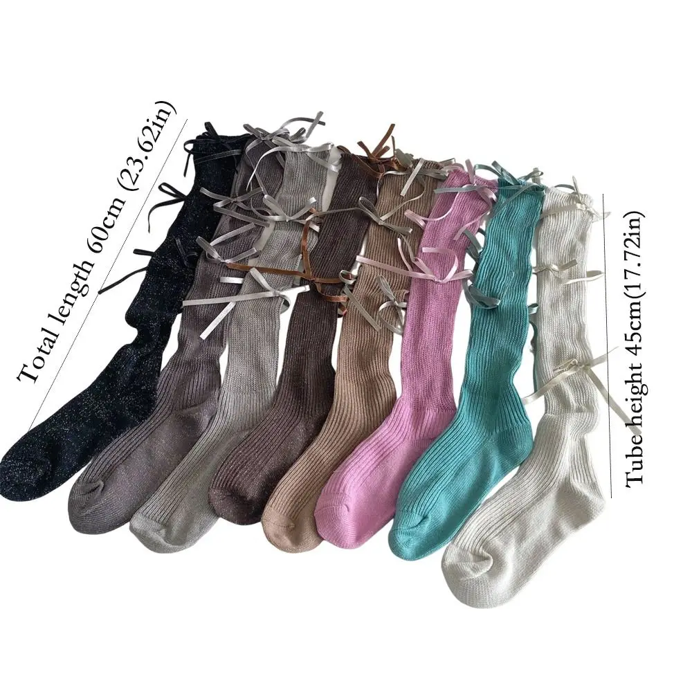 Cotton Lolita Socks with Multi Bowknot Decoration for Women