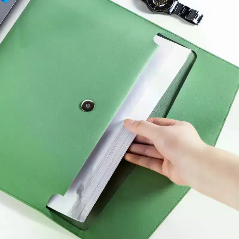 두꺼운 방수 A4 가죽 서류가방 ? 단층 문서 보관 가방, 업무/학교용 대용량 비즈니스 파일 폴더 ?