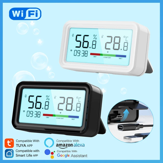 Tuya WiFi Temperature Humidity Sensor with Backlight Screen Display Smart Life Hygrometer Thermometer Support Alexa Google Home