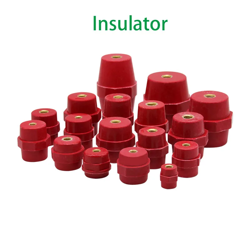 Red resin SM high and low voltage zero line row post insulator M6 / M8 high strength insulator 10pcs for distribution box voltage insulator