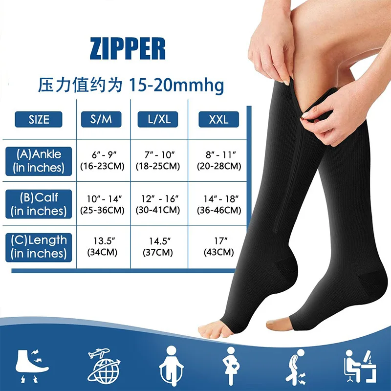 Copper Compression Sock Compression Stockings Zipper Compression