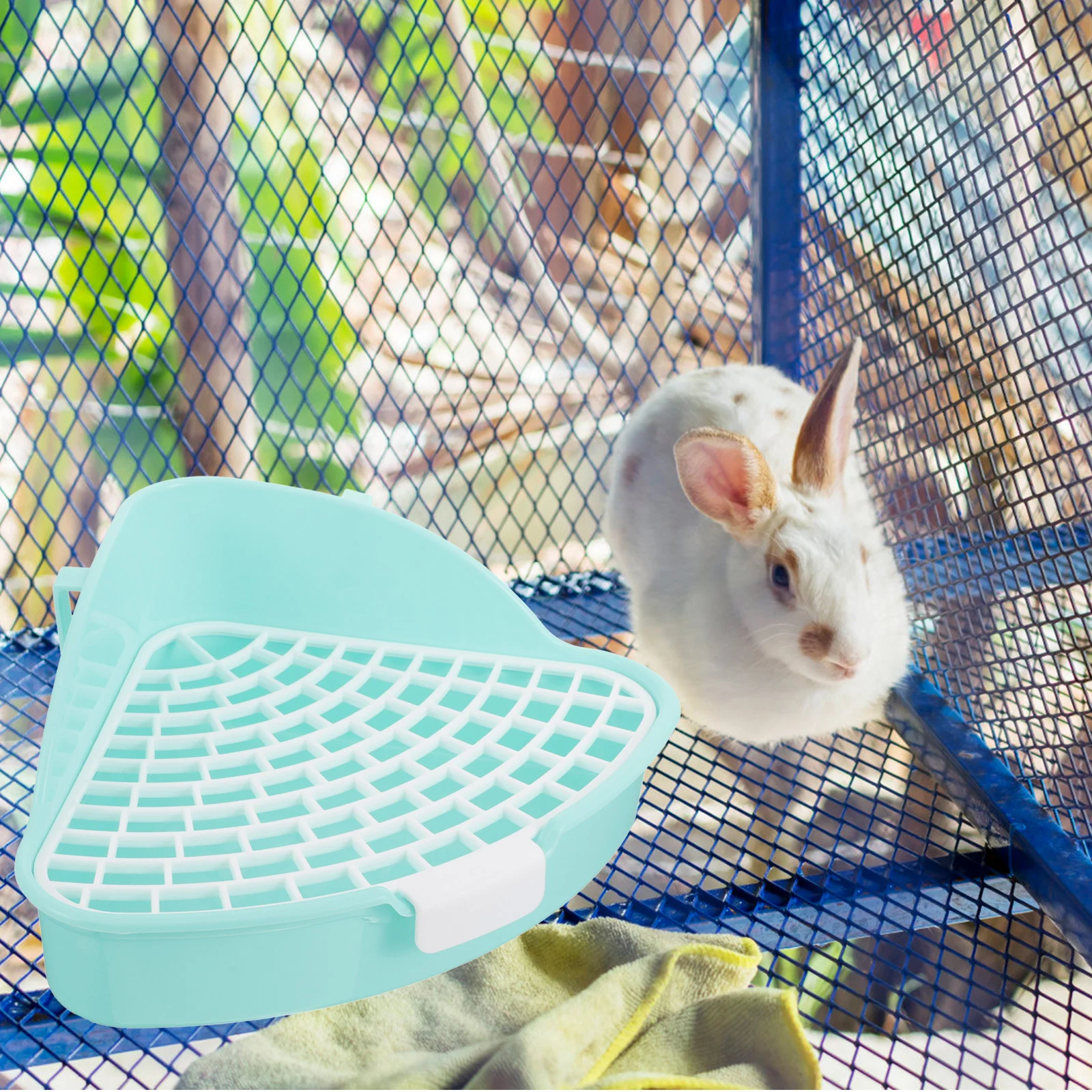 Vasino Per Conigli E Piccoli Animali - Design Triangolare, Griglia Rimovibile, Facile Da Pulire