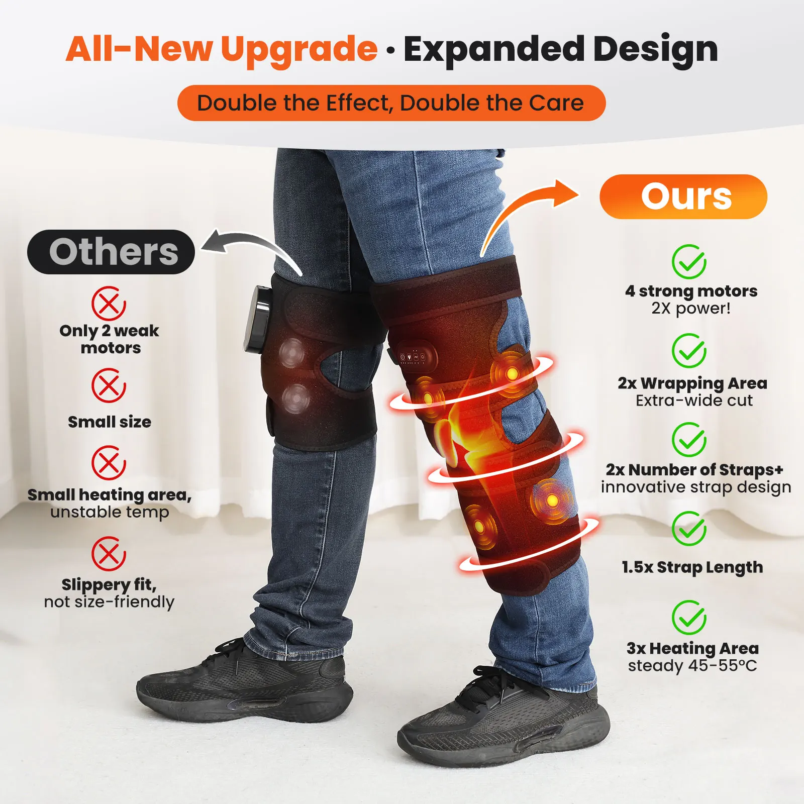 Heating Knee Pad Heated Knee Brace Support for Old Cold Leg Knee Warmer Heated Vibration Knee Pad 12V Direct Plug Power Supply