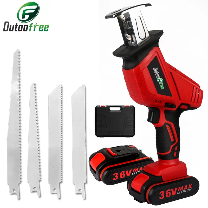 36VF Cordless Reciprocating Saw  Saber Saw Portable Electric Saw for Wood Metal Plasitic Pipe Cutting Power Saw Tool 4PCS Blade