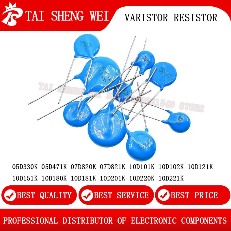 

20pcs Varistor Resistors 05D330K 05D471K 07D820K 07D821K 10D101K 10D102K 10D121K 10D151K 10D180K 10D181K 10D201K 10D220K 10D221K