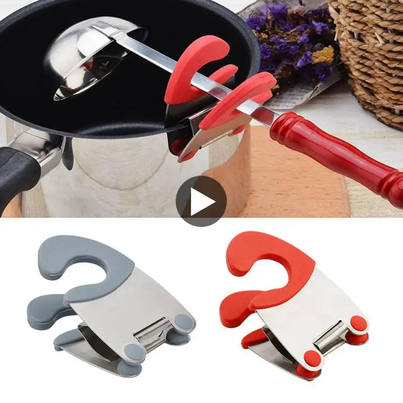 스테인레스 스틸 냄비 사이드 클립, 화상 방지 스푼 홀더, 주방 도구, 고무 주방 도구, 수프 냄비 고정 클립