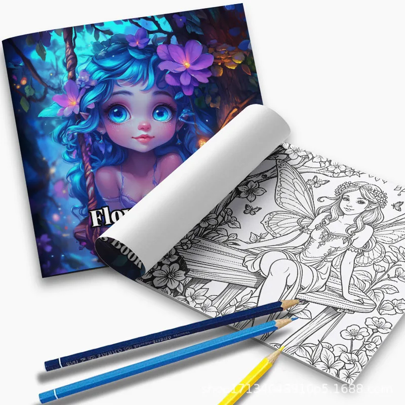 A Bold and Simple Decompression Creative Flower Fairy Coloring Book, Featuring Cartoon Cute Flower Fairy Characters 5