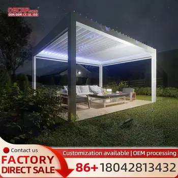 Smart Outdoor Gazebo with Automatic Bioclimatic Roof Electric Louvered Feature in 3X4 4X4 5X3 Sizes Patio Pergola For Garden Bac 1
