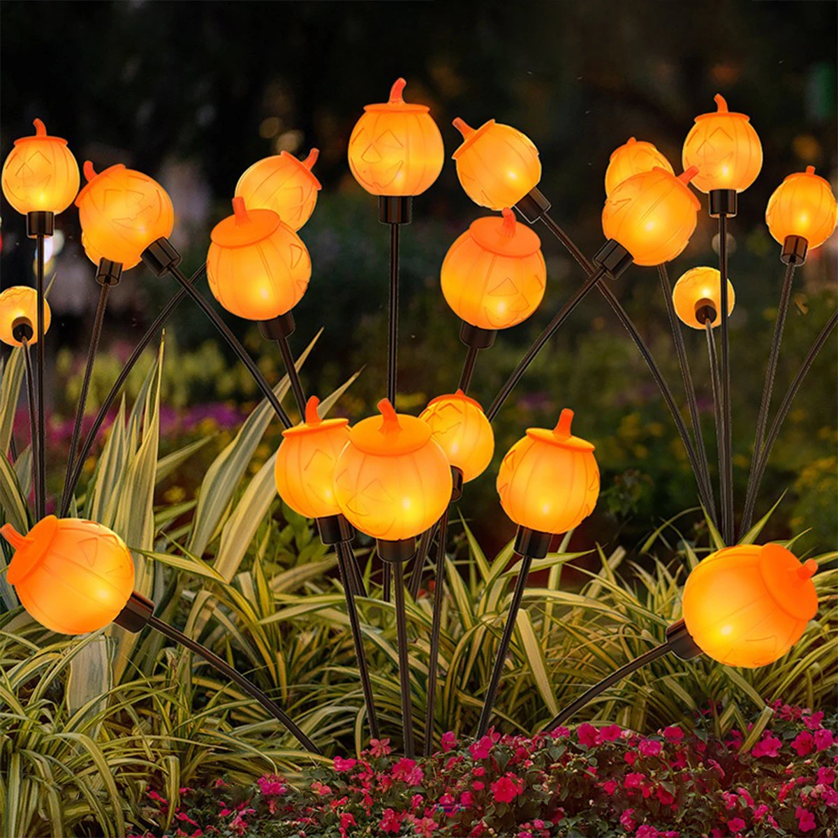 LED Solar Garden Light Outdoor Waterproof Pumpkin Shape Solar Powered Lamp Halloween Balcony Lawn Landscape Path Street Decor