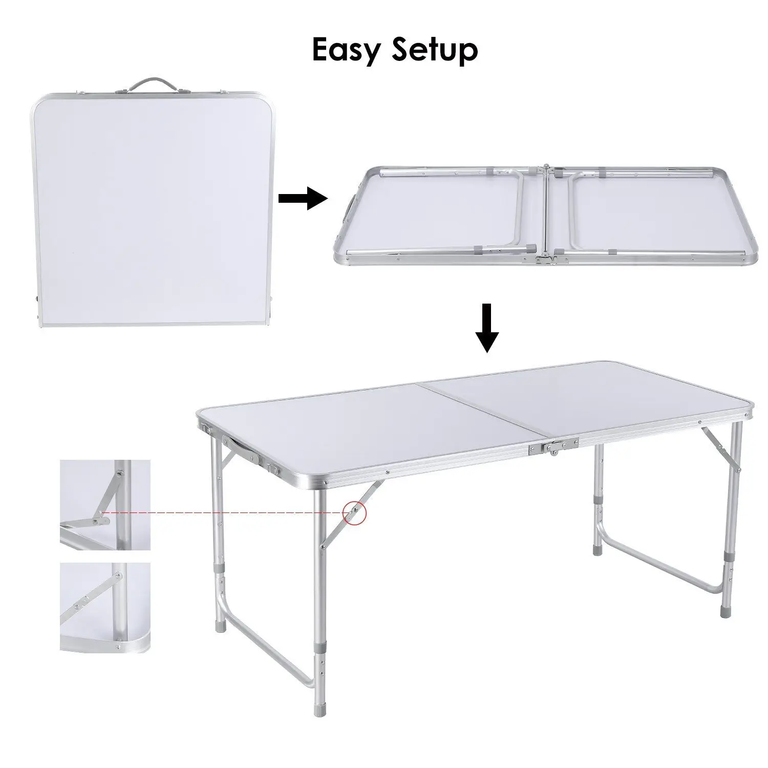 Tavolo Da Campeggio Pieghevole 53,5 X 120 X 60 Cm Plastica - Foto 4