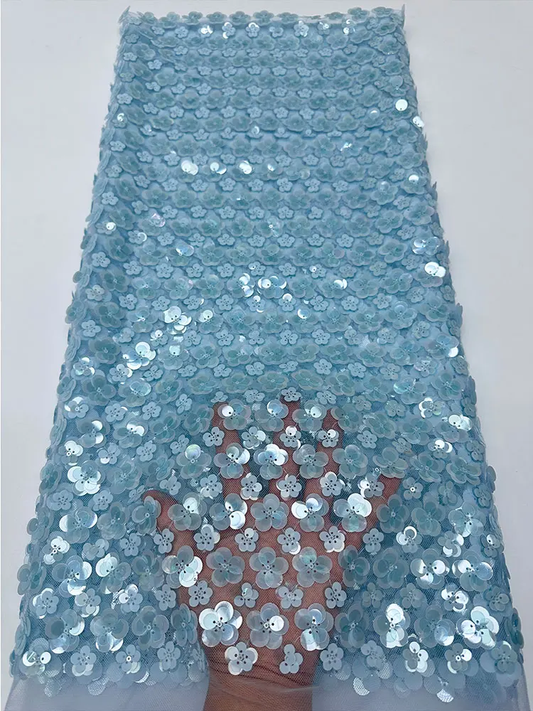 New 3D Petal Sequin Embroidery Fabric Netting Material Dr Clothing Sponge Pad DIY Hanrt Home Fabric Polyester Fiber