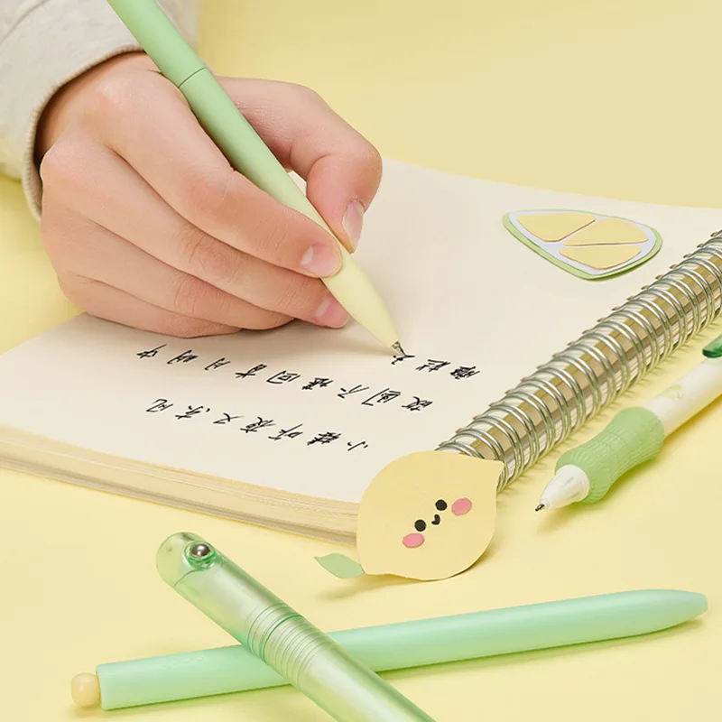 Lopet 4pc/Set Student Stationery Gel Pen Rotate/Press Quick-drying Fragrance Black Core Multiple Styles Writing Experience 6