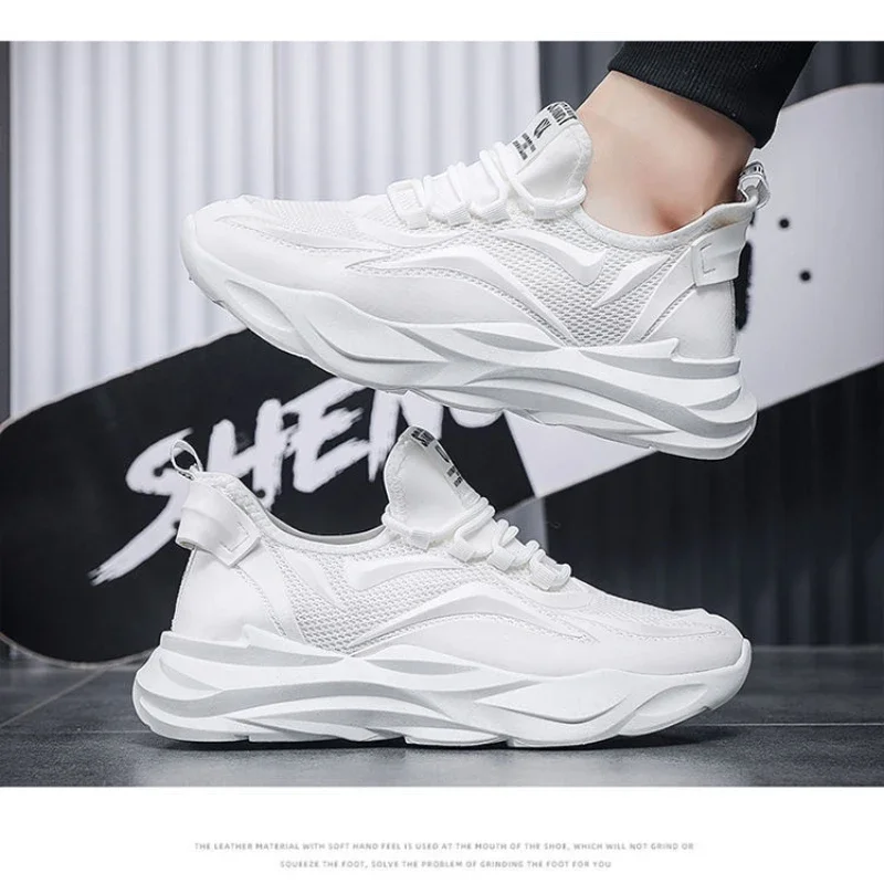 Men's Casual Sneakers 2024 Summer Black Men Sneakers Fashion Mesh Thick Sole Basic Breathable Wear-resistant Running Shoes Man 4