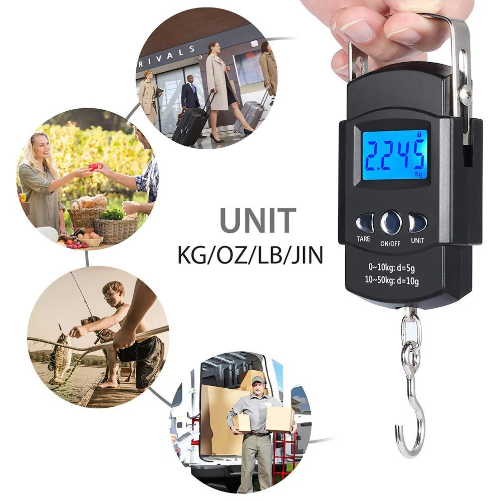 Portable Digital Scale Lcd Display Suitcase Travel Handheld Weighing Hanging Scale For Fishing Accessories Electronic Balance