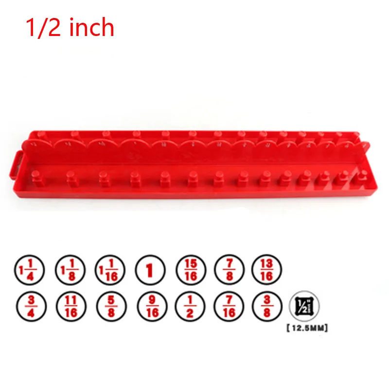 3Pcs Sae Socket Head Storag Organizere British System 1/4" 3/8" 1/2" Red Shelf Stand Socket Wrench Holders Easy To Find 5