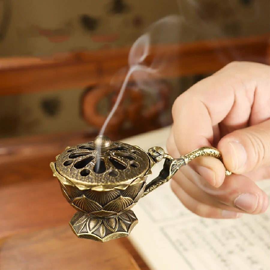 Vintage Lotus Alloy Incense Holder 4