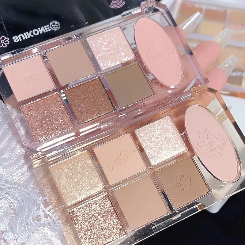 7 Colors Shimmer Eyeshadow Palette Pearlescent Glitter Eye Plate Beauty