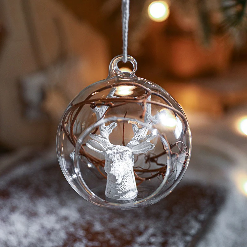 thumbnail image 1 of Bola de cristal transparente para Navidad, adorno para árboles de Navidad, regalos de boda, decoración para el hogar, colgante pequeño, adorno de bola 2025, 1 of 5