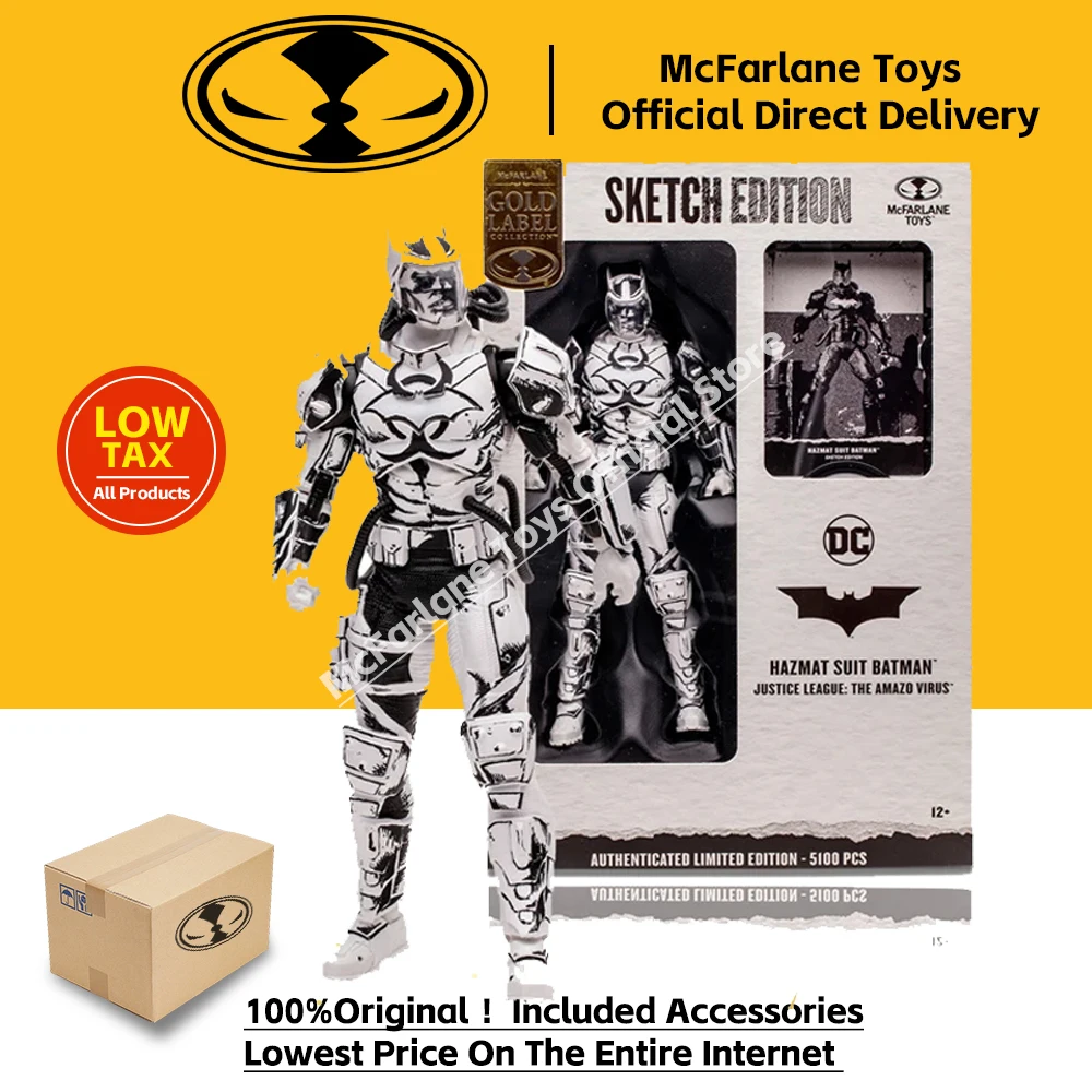 Mcfarlane Toys Hazmat Suit Batman Sketch Edition18Cm Action Figure Dc Multiverse 1:10 Collection Doll Model