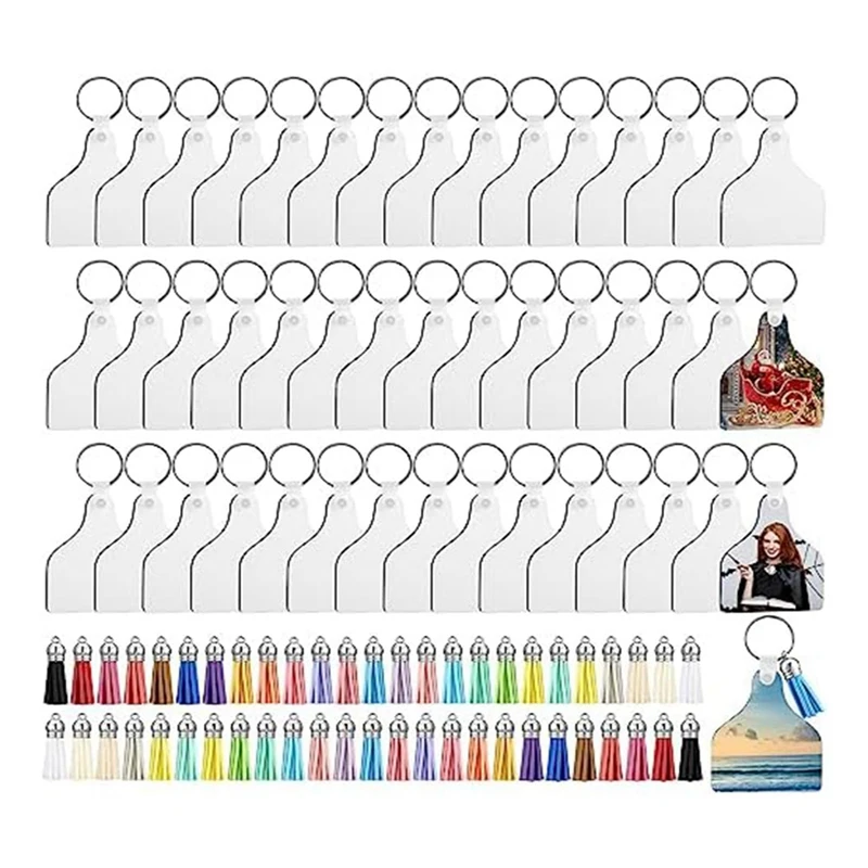 

200 Piece Cow Ear Tag Sublimation Blank Keychains Bulk For Adding Your Favorite Photos, Logos, Quotes Durable
