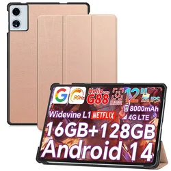 Tri-Folding Shockproof Protective Tablet Case with Stand - 12-Inch Hard Cover for DOOGEE T36 (Rose gold)