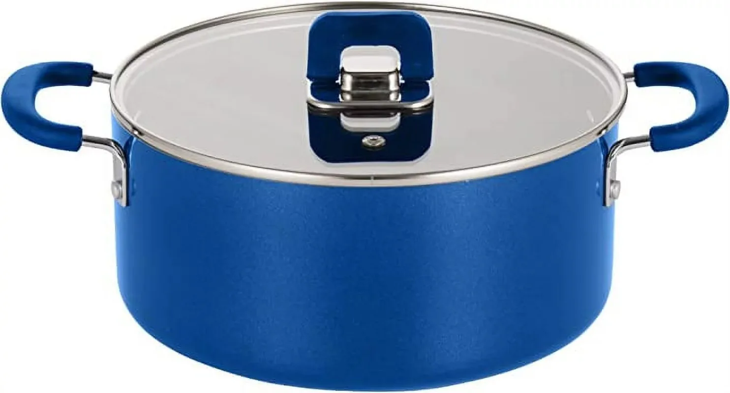 

Casserole with Lid-Non-Stick Stylish Kitchen Cookware with Foldable Knob, 5 Quart (Blue)