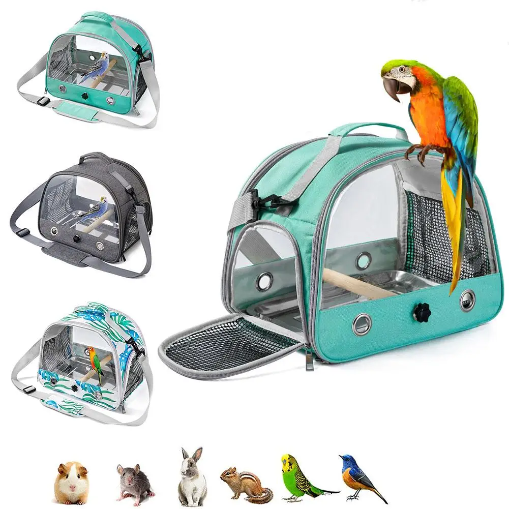 Portable Parrot Carrier Bag Bird Backpack with Perch for Birds Cage Side Window Foldable Small Pet Travel Cage Bird Supplies