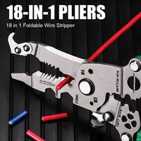 18 in 1 Foldable Wire Stripper Multifunctional Wire Stripper Crimper Cable Cutter Pliers Stainless Steel Wire Stripper Tool 1